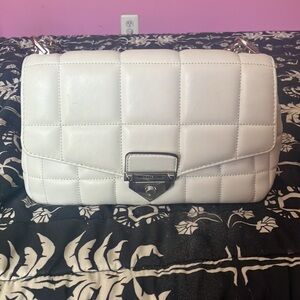 Michael Kors White Quilted Leather Shoulder Bag with Silver Hardware